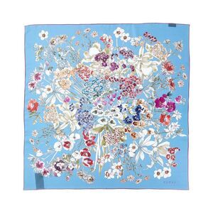 Gucci Gg Printed Silk Scarf, Blue